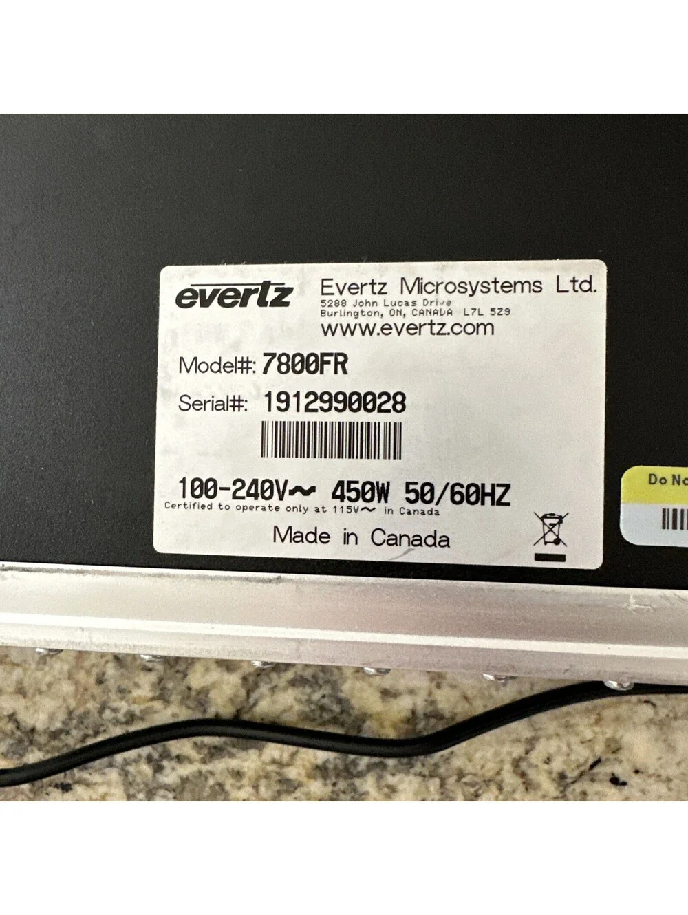Evertz 7800FR-QT 3U Rack-Mountable Quiet Multiframe With Cards FAST SHIPPING